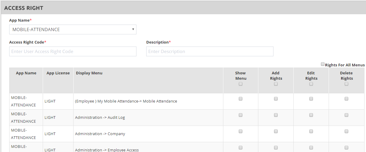 User Access Rights